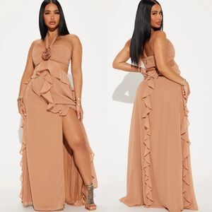 FN -  Chiffon Maxi Dress - Mocha (M) NWT